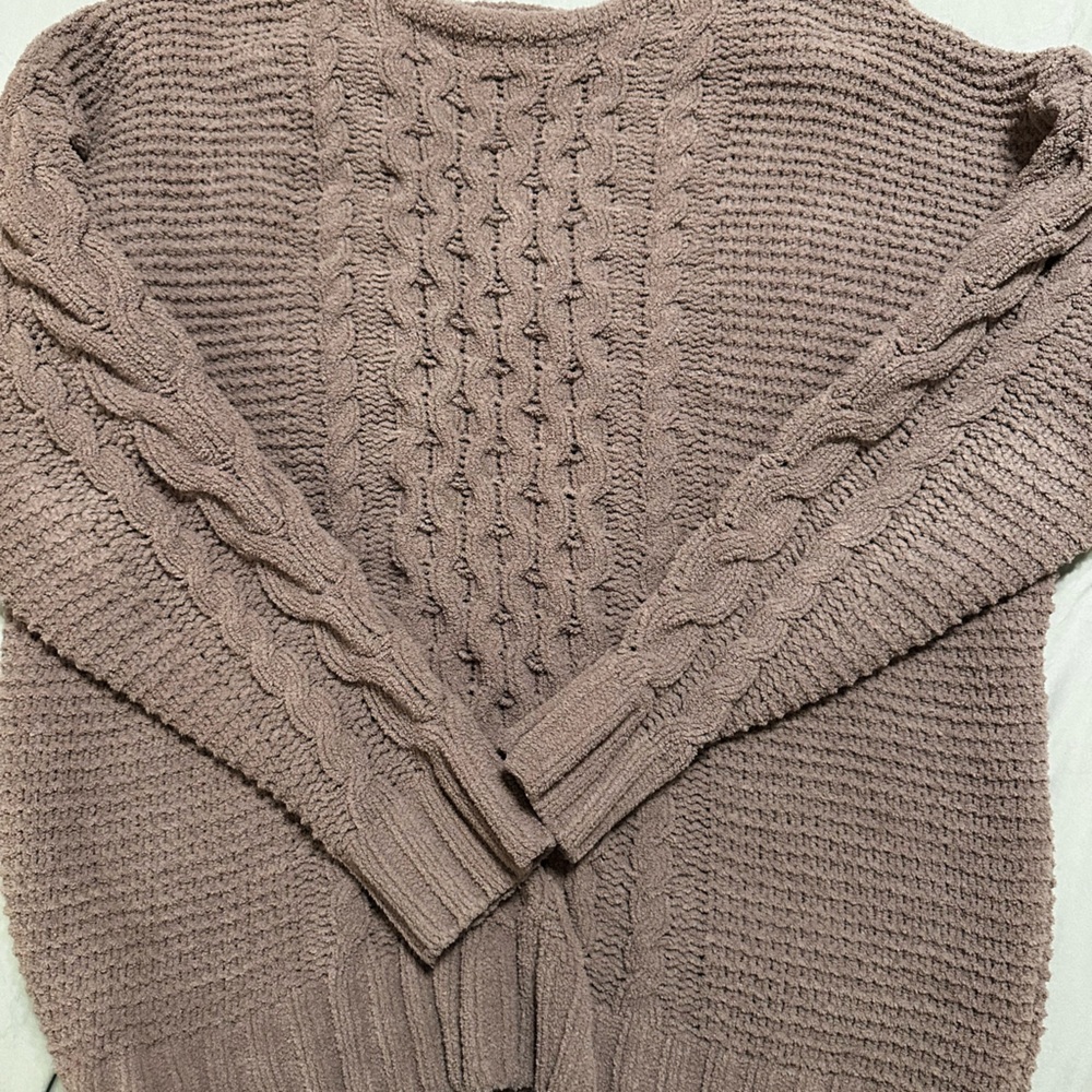 Jessica Simpson Cable Knit Cardigan in Taupe